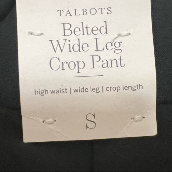 Talbots Black Belted Wide Leg Crop Pants High Waist Size Small — NWT - Picture 4 of 6